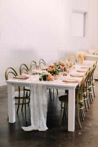 peach floral tablescape