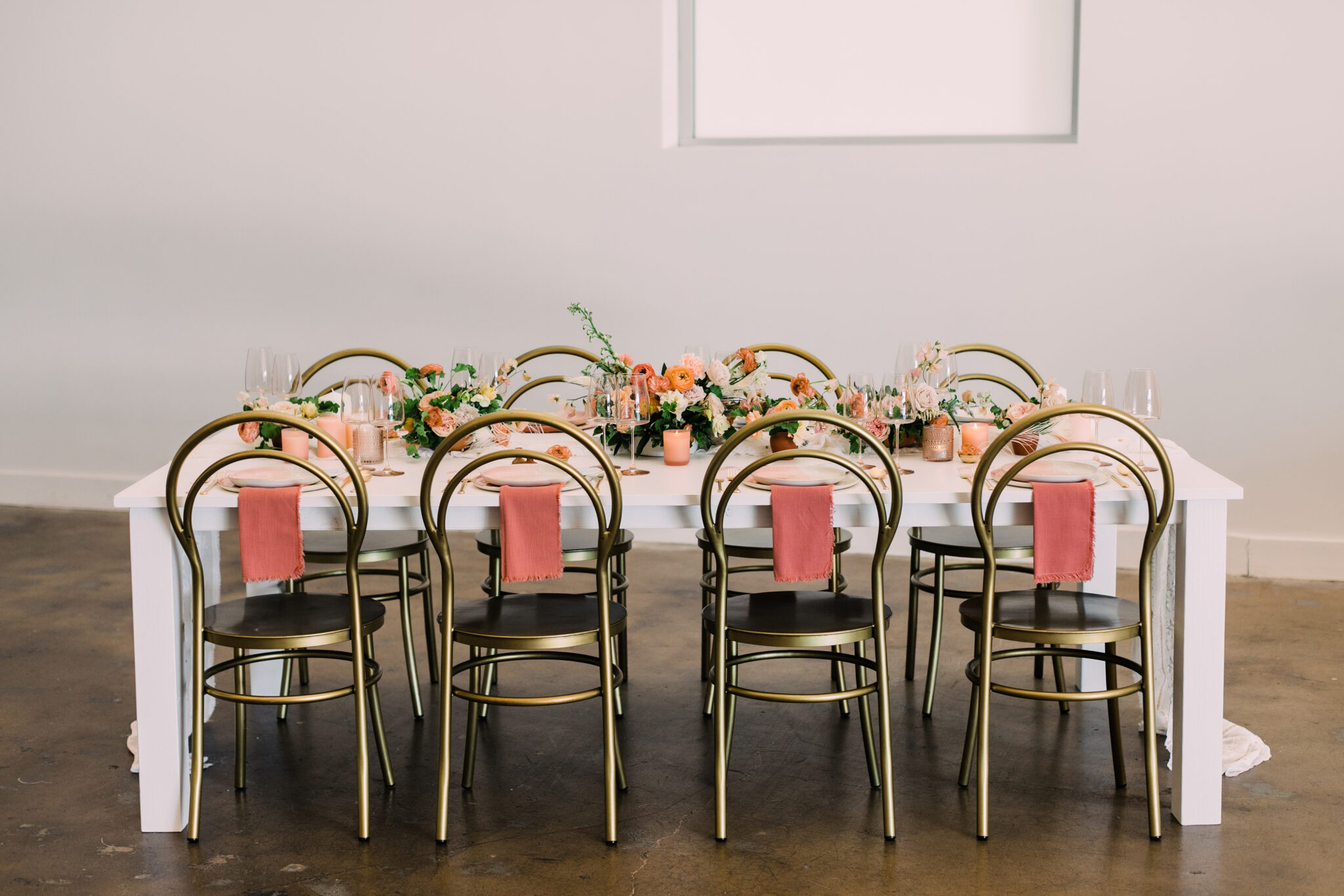 long table reception foxen canyon peach and cream flowers spring table design