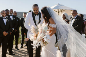 toffee, peach rose boho wedding bouquet