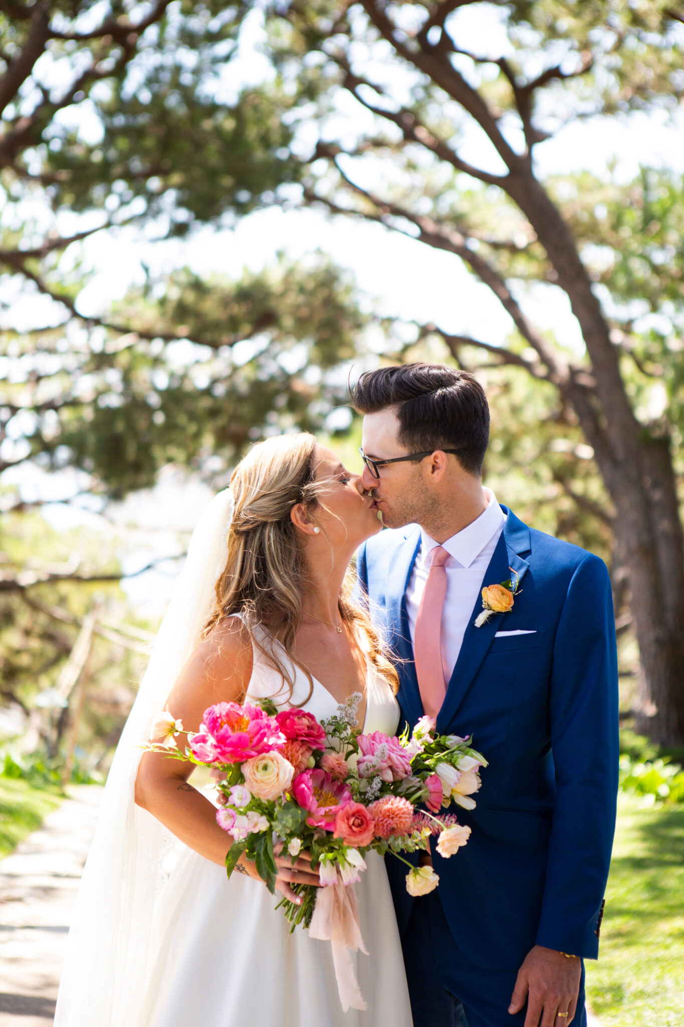 coral peony wedding bouquet