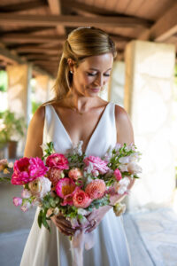 peach, pink and coral bridal bouquet